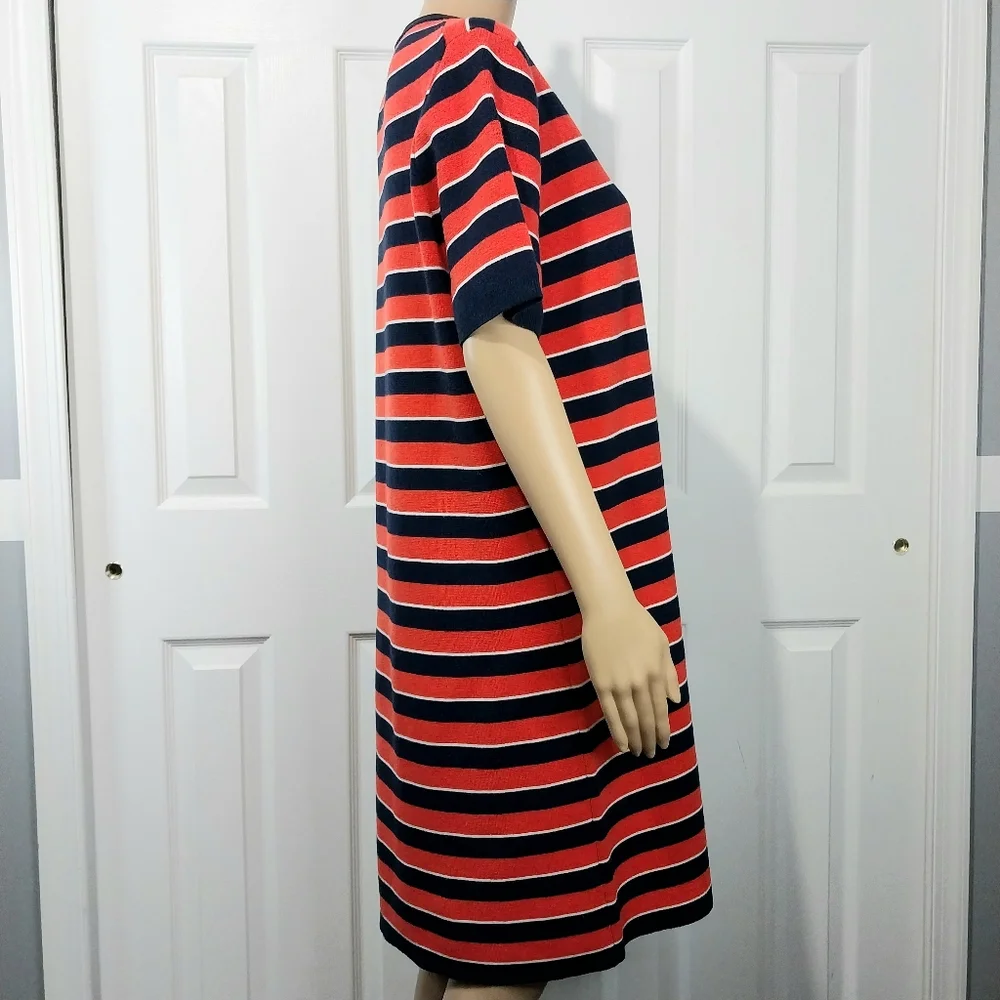 J.Crew Stripe Short Sleeve Merino Wool Sweater Dress, Size L - Picture 5 of 10